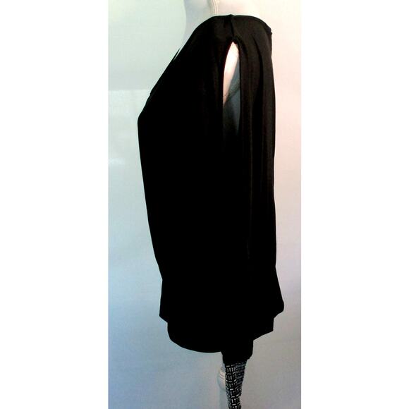 Moda International Women's Long Slit Sleeve Beaded Black Stretch Shirt Size Med. - Picture 4 of 10